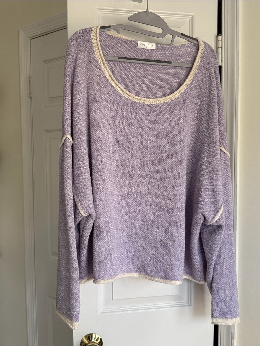Vestique Purple Drop Shoulder Sweater Knit Pullover Oversized Relaxed Fit Large